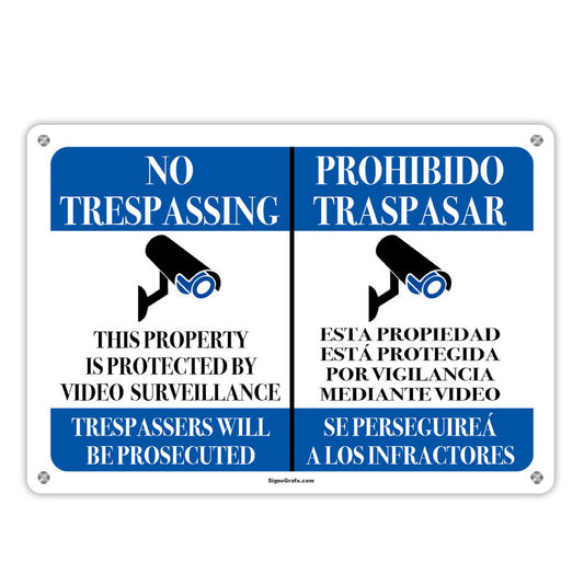 No Trespassing This Property Is Protected By Video Surveillance Trespassers Will Be Prosecuted Sign