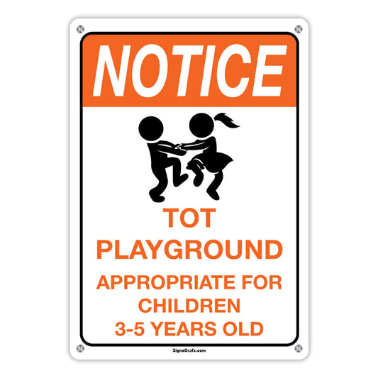 Notice! TOT Playgrounds Appropriate For Children 3-5 Years Old