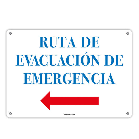 Ruta De Evacuacion De Emergencia Sign