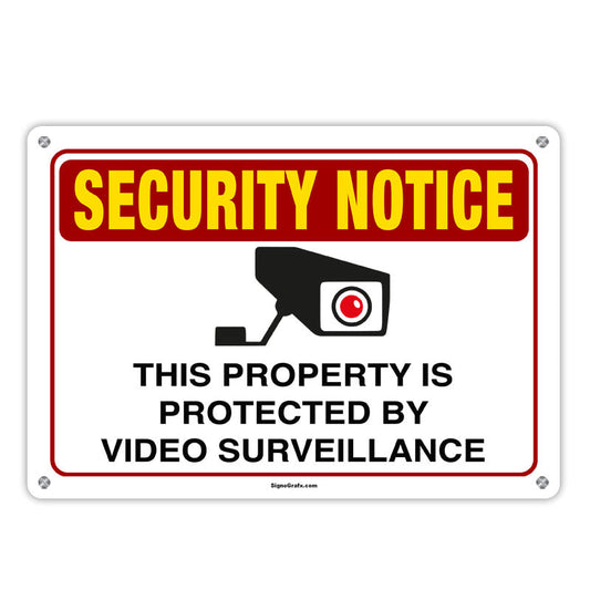 Security Notice This Property Is Protected By
 Video Surveilllance Sign