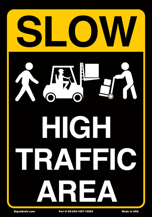 Slow High Traffic Area Sign