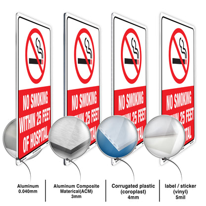 No Smoking Within 25 Feet Of Hospital Sign