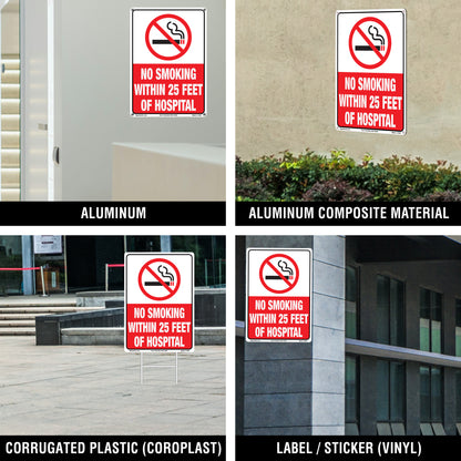 No Smoking Within 25 Feet Of Hospital Sign