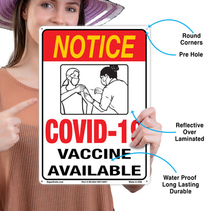 Notice Covid-19 Vaccine Available Sign