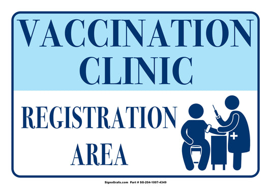 Vaccination Clinic Registration Area  Sign
