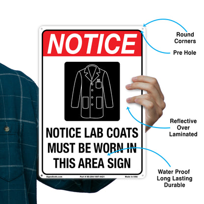 Notice Lab Coats Must Be Worn In This Area Sign