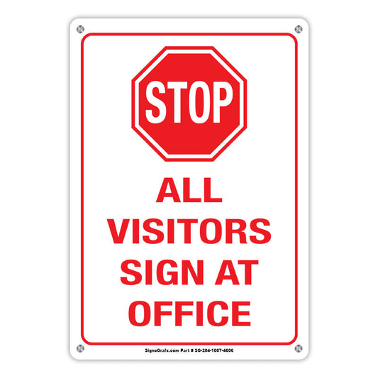 Stop All Visitors Sign At Office Sign