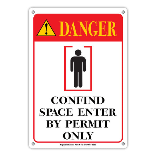 Danger Confined Space Enter By Permit Only Sign