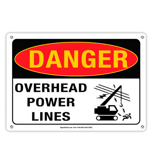 Danger Overhead Power Lines Sign