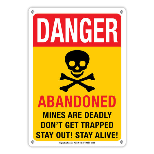 Danger Abandoned Minesare Deadly
 Don'T Get Trapped  Sign