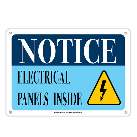 Notice Electrical Panels Inside Sign