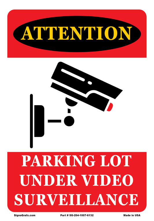 Attention: Parking lot under video surveillance sign