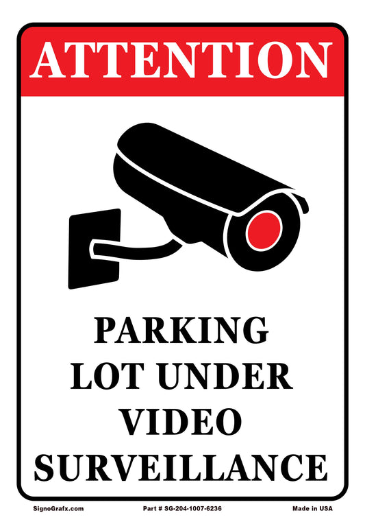 Attention Parking Lot Under Video Surveillance Sign