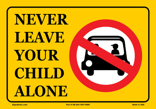 Never Leave Your Child Alone Sign