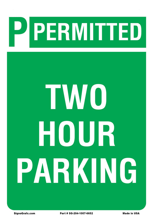 Permitted Two Hour Parking Sign