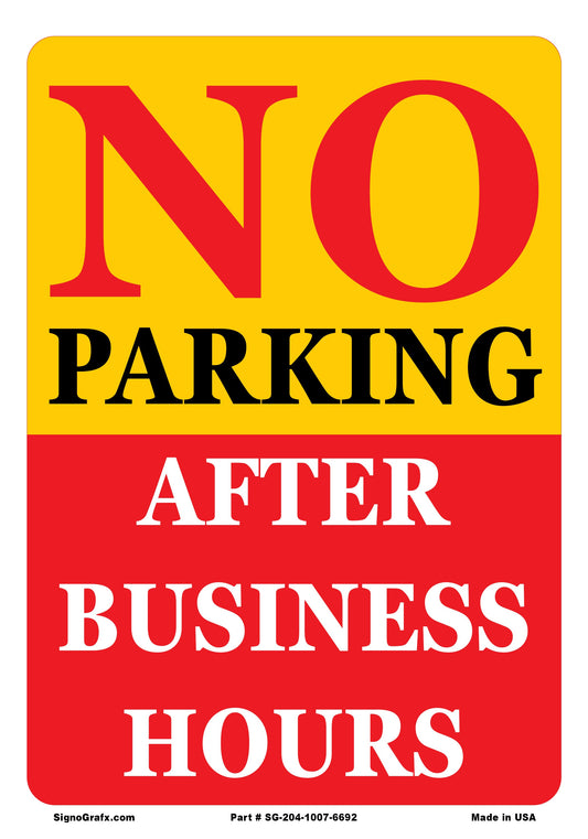 No Parking After Business Hours Sign