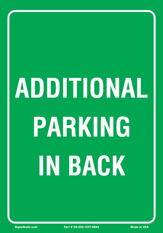 Additional Parking In Back Sign