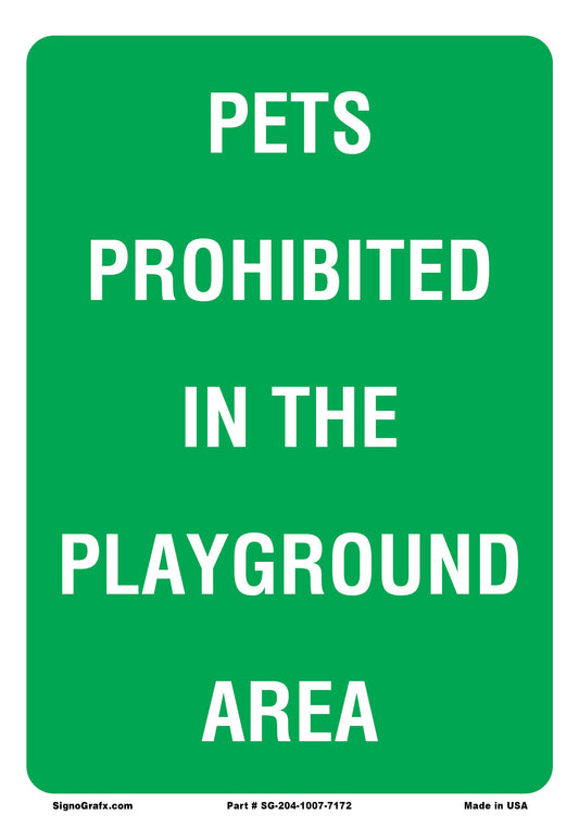 Pets Prohibited In The Playground Area Sign