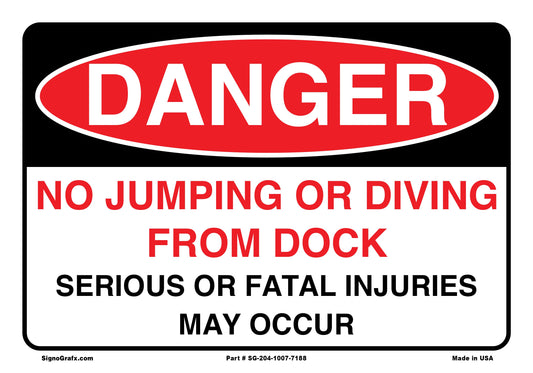 Danger No Jumping Or Diving From Dock Sign