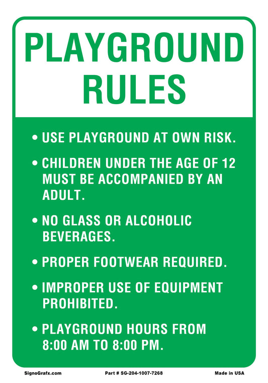 Playground Rules Sign(Green)