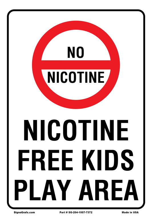 Nicotine Free Kids Play Area Sign