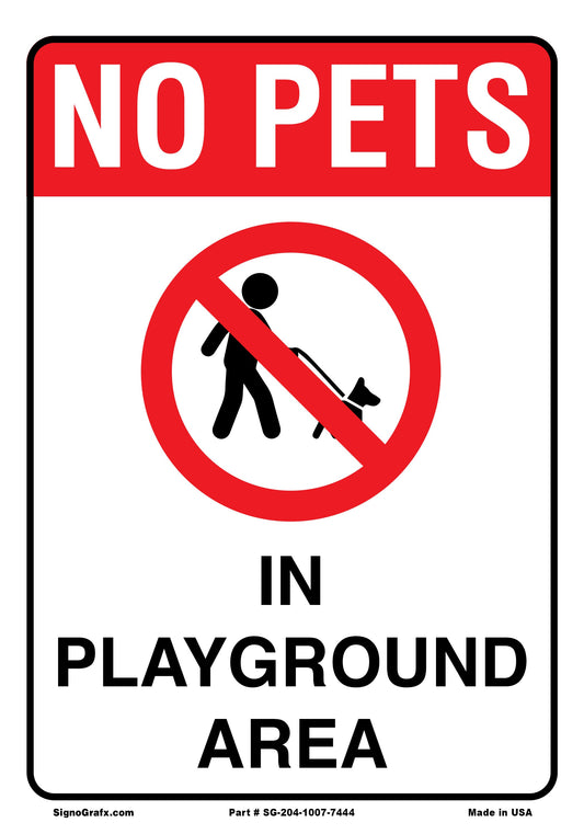 No Pets In Playground Area Sign
