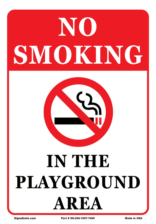 No Smoking In The Playground Area Sign