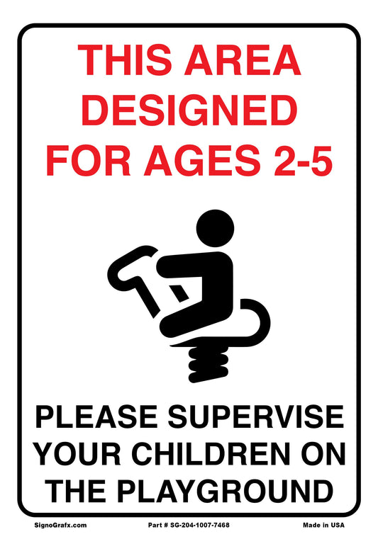 This Area Designated For Ages 2-5 Sign