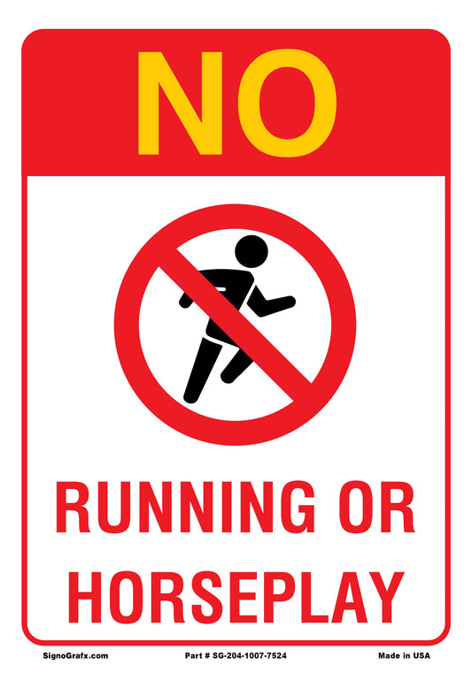 No Running Or Horseplay Sign
