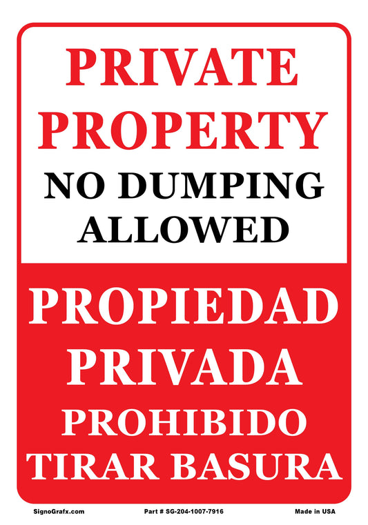 Privat Property No Dumping Allowed  Sign