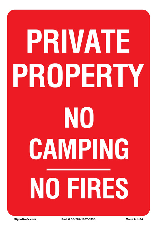 Private  Property  No  Camping  No  Fires Sign