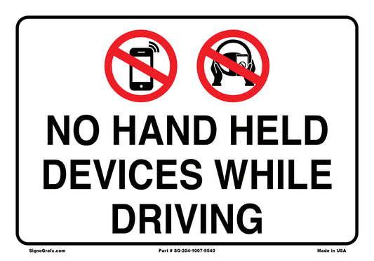 No Hand Held Devices While Driving Sign
