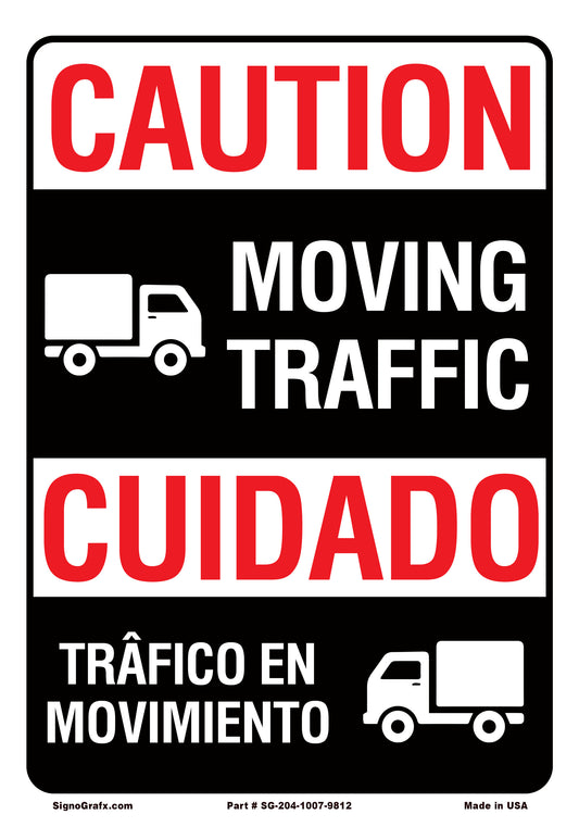 Caution Moving Traffic Sign