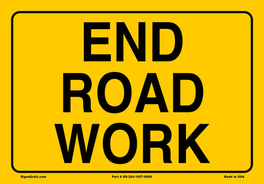 End Road Work Sign