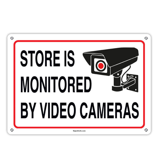 Store Is Monitored By Video Cameras Sign