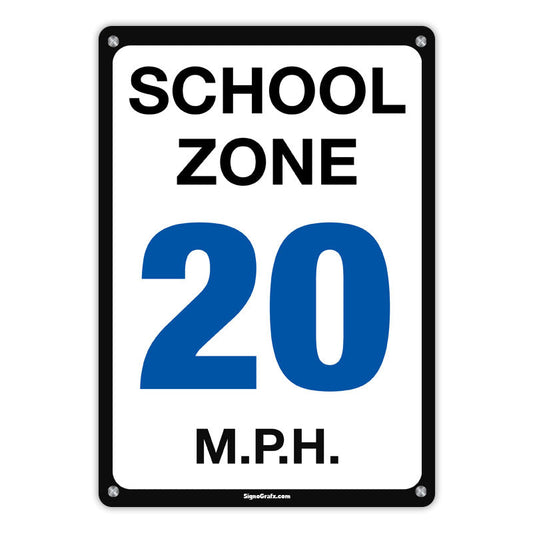 School zone 20 MPH sign