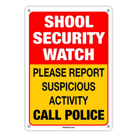 School Security Watch Please Report Suspicious Activity Call Police