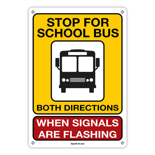 Stop For School Bus Both Directions When Signals Are Flashing