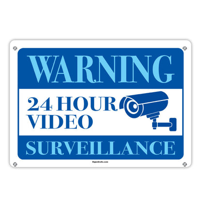 Warning 24 Hour  Video Surveillance Private
 Property No Trespassing Sign