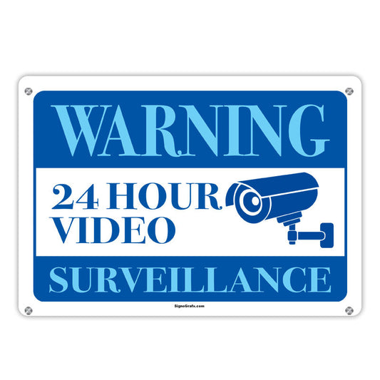 Warning 24 Hour  Video Surveillance Private
 Property No Trespassing Sign