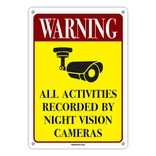Warning Active Surveillance Camera And Sentry Gun Sign