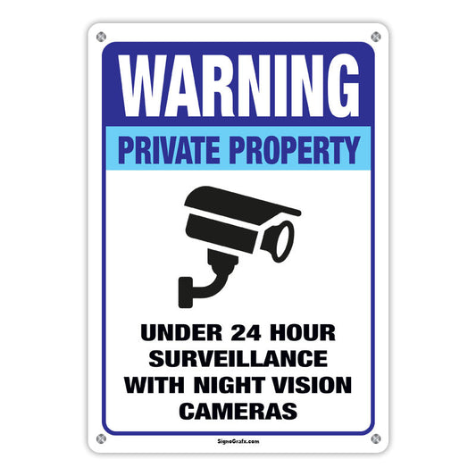 Warning Pool Area Under Camera Surveillance Sign
