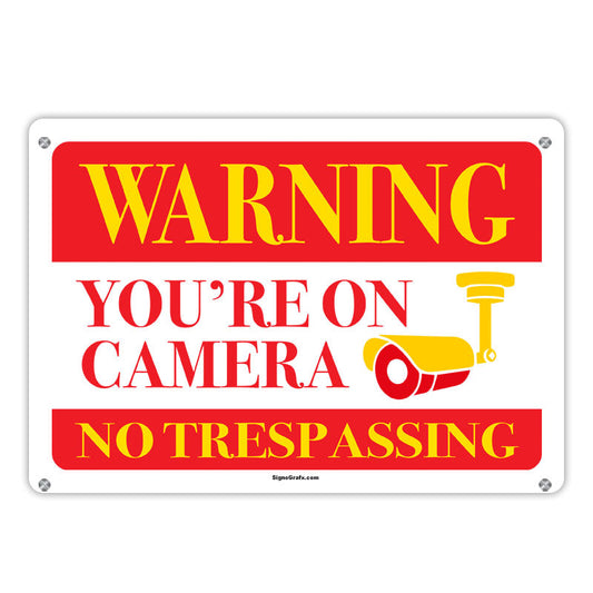 Warning You Are On Camera No Trespassing Sign