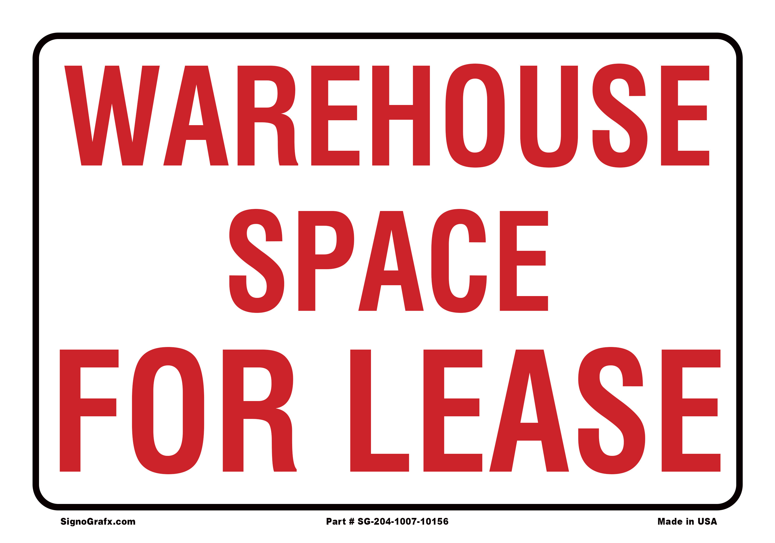 Warehouse Space for Lease Sign