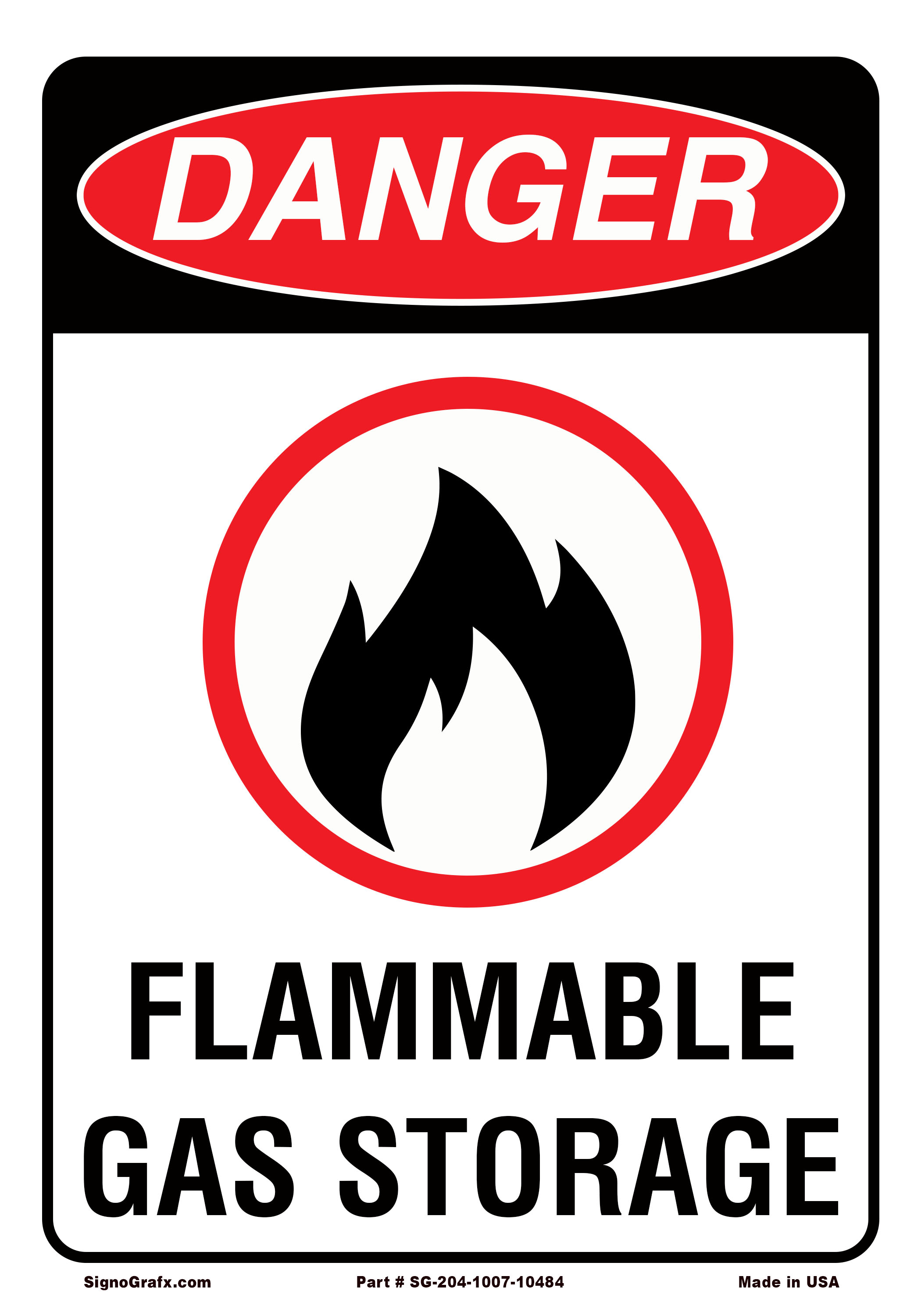 Danger Flammable Gas Storage Sign