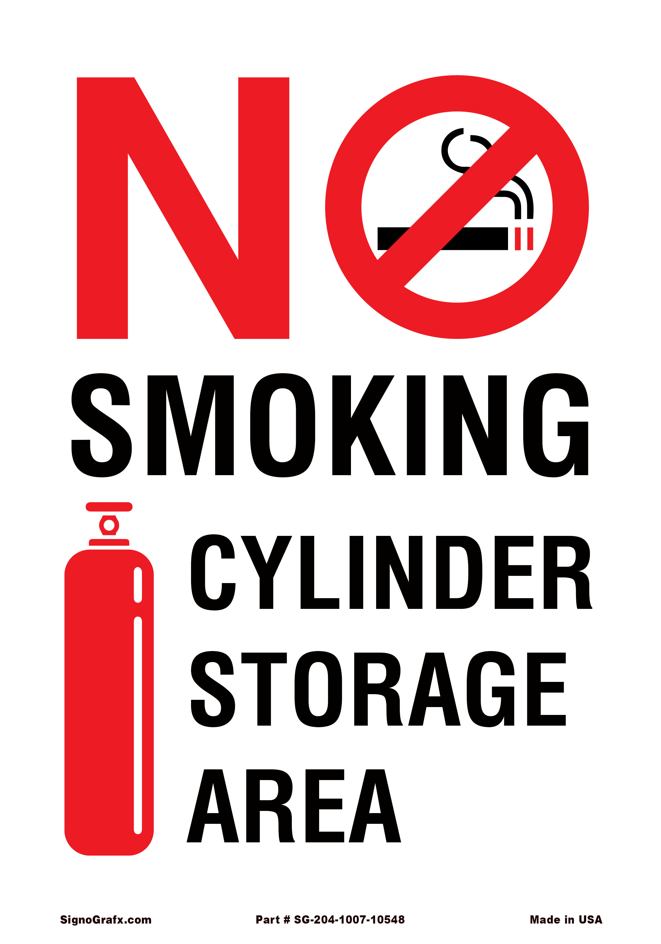 No Smoking Cylinder Storage Area Sign
