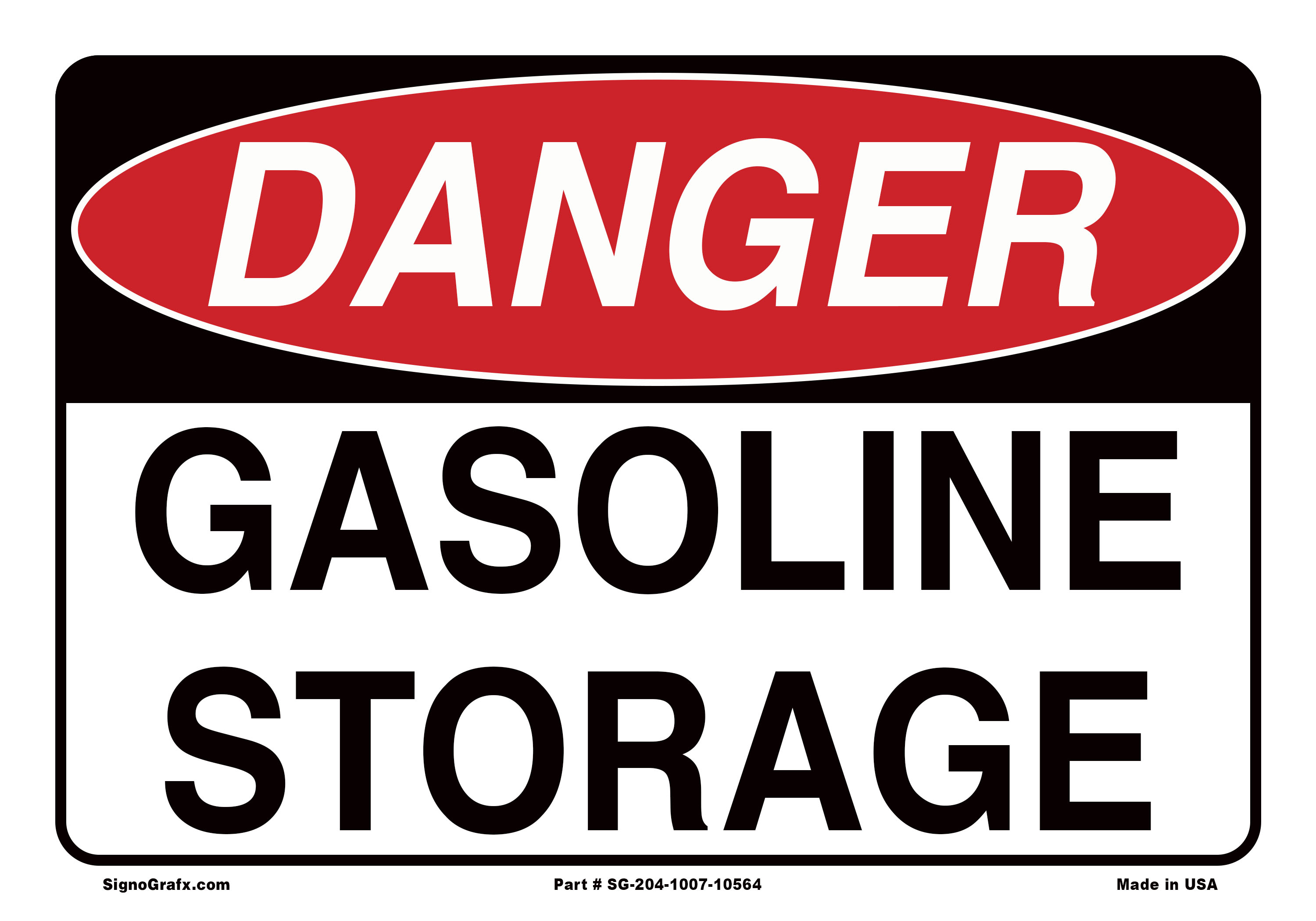 Danger Gasoline Storage Area Sign
