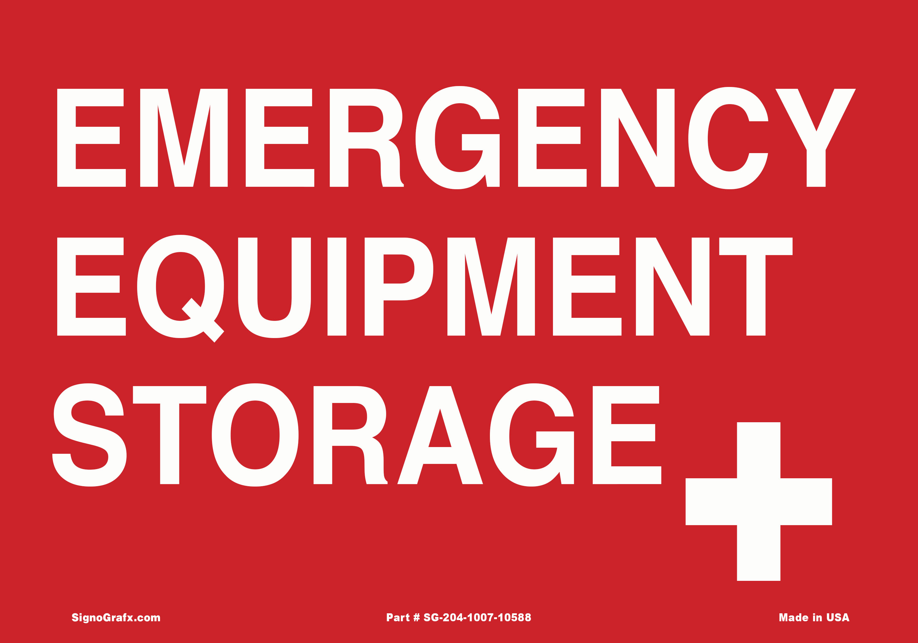 Emergency Equipment Storage Sign